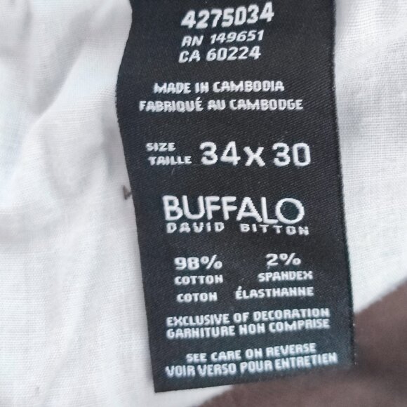 Buffalo David Bitton Sam-X slim straight cotton pants grey men's size 34x30 - Picture 7 of 13